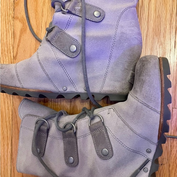 Women's Sorel Gray Chic Lace-Up Ankle Boots Size 5.5 - Picture 1 of 16